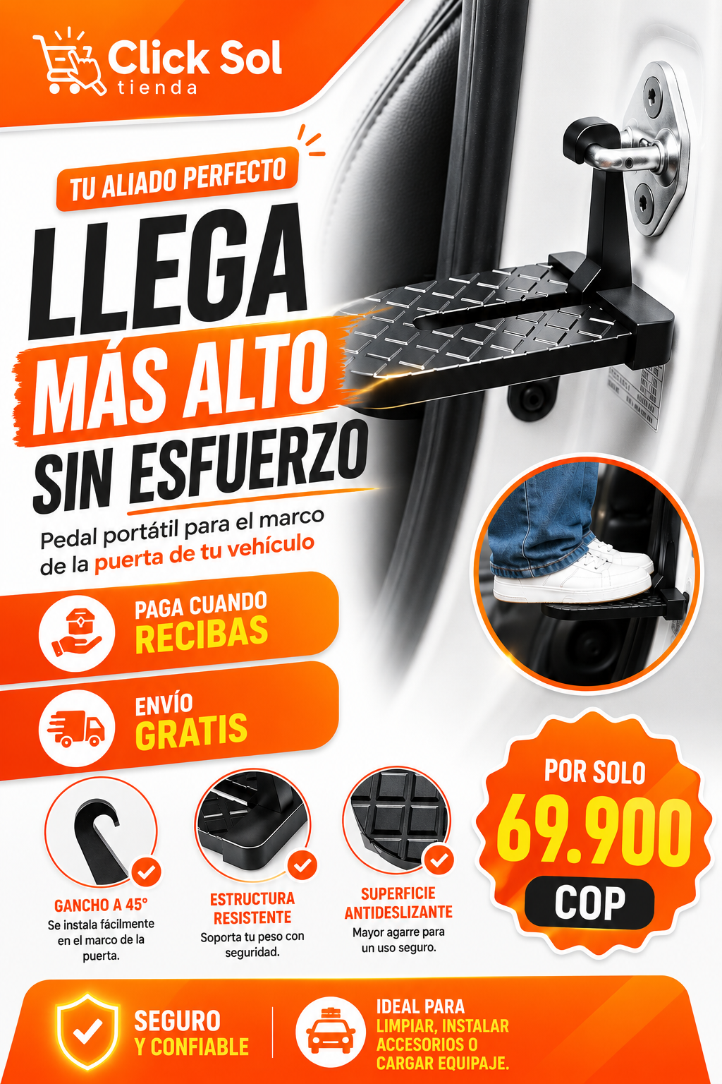 🚘 Accede al techo de tu carro sin esfuerzo ni riesgos